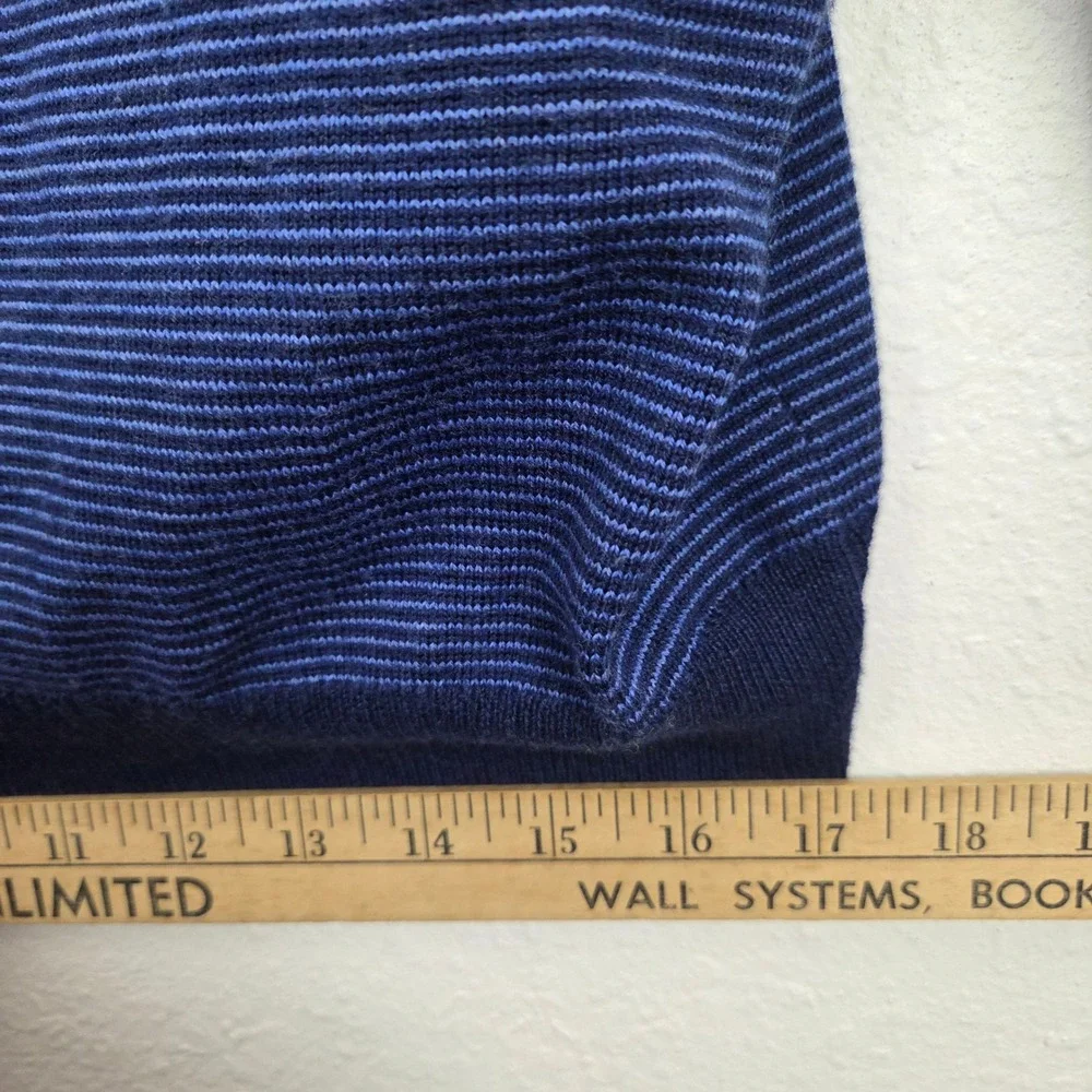 Peter Millar Sweater Mens L Blue Striped‎ Merino Wool Henley Pullover RN100308